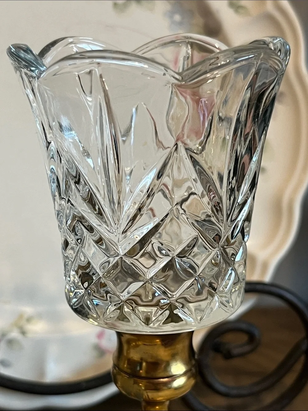 Vintage clear glass votive cups set of 2 Homco